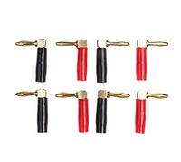 8pcs Right Angle Gold 4mm Set Speaker Cable Connectors Screw L Type Adapter For 20 AWG-8 AWG Wire