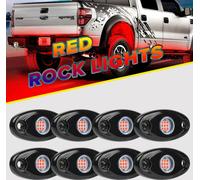 8pcs Rock Lights IP67 Waterproof High Power Under Body Neon Trail Underglow For Off-Road Truck Car Boat ATV Red SUV Light