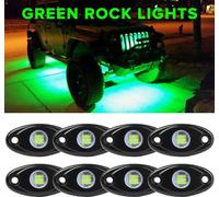 8pcs Rock Lights IP67 Waterproof High Power Underground Neon Trail Underglow for Off-road Truck Car Boat Atv Suv Green Light