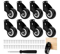 8pcs Roulettes de Portail de 5,1cm avec 48Vis, Support Porte Anti-Affaissement Roulettes Pivotantes Antifriction pour Portes et Meubles en Bois
