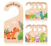 8pcs Séparateur Placard Bébé, Bois Thème Dinosaure Organisateur de Placard Bebe Diviseur de Taille Vetement Bebe du Nouveau-Né au Tout-Petit pour Bébés Filles Garçons
