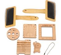 8pcs Set Jeu de mesure de tricot en bois Pinceau de laine Feltze et outil de mesure Kit mesurer