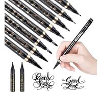 8pcs Stylos De Calligraphie, Feutre À Pinceau Souple, Stylo-Feutre Pointe Souple 4 Tailles Différentes Et 2 Pcs Encre Noire Pour Le Dessin, La Pratique De La Calligraphie, Le Lettrage À La Main.[G866]