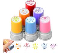 8PCS Tampons Enseignants Français, Tampon Encreur Enseignant Français, Tampon Encreur pour Enfant avec Boîte, TamponMaitresse décole pour Cadeau Professeur et Encourager Élèves, (Français 6 pcs)