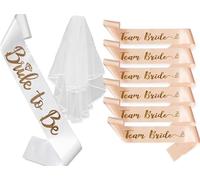 8PCS Voile De Mariée, Bride to Be Écharpe Accessoires, Kit Accessoire Enterrement de Vie de Jeune Fille, Enterrement De Vie De Jeune Fille