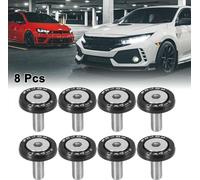 8pcs Voiture Moto Noir M6 Attache à dégagement rapide Boulon de rondelle de pare-chocs Trappe de coffre Alliage d'aluminium