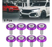 8pcs Voiture Moto Violet M6 Attache à dégagement rapide Boulon de rondelle de pare-chocs Trappe de coffre Alliage d'aluminium