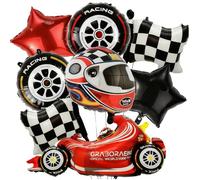 8Pièces Ballons Aluminium Voiture de Course Décoration Anniversaire Thème Voiture pour Enfants Garçons Ballons Fête Résistants pour Décoration Voiture Anniversaire