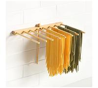 8SOM Égouttoir à pâtes mural en bambou avec baguette de transfert et 8 barres, facile à transférer pour sécher les pâtes et la cuisine, rangement facile, design spécial suspension pour