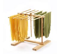 8SOM Séchoir à pâtes en Bambou avec Baguette de Transfert et 12 Barres, Facile à transférer pour sécher Les pâtes et Cuisiner, Design spécial de Suspension pour Un Grand Stockage