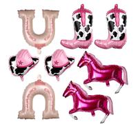 8stk Cowgirl Luftballons, Rosa Cowgirl Hut Stiefel Pferd Luftballons Party Luftballons mit Western Thema Rodeo Luftballons für Cowgirl Geburtstagsparty Dekorations Zubehör