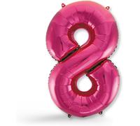 8Th Birthday Balloon - Number 8 Balloon In Pink - 8Th Birthday Decoration For Girls Or Boys - Inflatable With Helium - For A Dazzling Celebration - Balloon 8 Pink