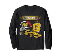 8th Birthday Bruh Racing Car Party Outfit 8 Year Old Boys Manche Longue