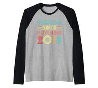 8th Birthday Idea Awesome Since November 2018 8 Years Old Manche Raglan