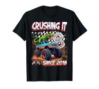 8th Birthday Monster Truck Dinosaur Crushing It Since 2018 T-Shirt