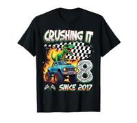 8th Birthday Monster Truck Dinosaur Crushing It Since 2018 T-Shirt