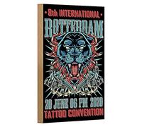 8th International - Rotterdam Tattoo Convention - Plaque en bois - 12 cm x 18 cm
