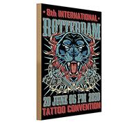 8th International - Rotterdam Tattoo Convention - Plaque en bois - 30 cm x 40 cm