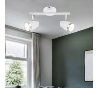 Plafonnier LED 8 watts lampe de salon mobile métal blanc anneau chromé Globo 56109-2