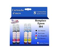 - 8x Bouteilles compatibles avec Epson EcoTank ET-2820, ET-2821, ET-2825, ET-2826, ET-4700, ET-4800