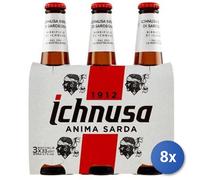 8x Bouteilles Ichnusa Biè̀re en Verre 33cl Transparent 4,7% vol