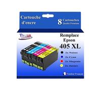 - 8x Cartouches compatibles avec Epson WorkForce Pro WF-7835DTWF, WF-7840DTWF (2Noires + 2Cyan + 2 Magenta + 2 Jaunes)
