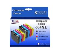 - 8x Cartouches compatibles avec Epson WorkForce WF-2910DWF, WF-2930DWF, WF-2935DW,F WF-2950DWF, 604 XL
