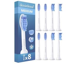 8x embouts demirdental pour Philips Sonicare Têtes de brosse de rechange, Medium, Blanc, remplace HX6018
