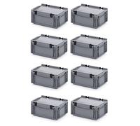 8x Eurobehälter 30 x 20 x 13,5 cm mit Scharnierdeckel inkl. gratis Zollstock 8er Set