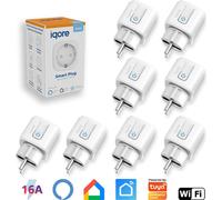8x iqore Prise intelligente WiFi WLAN avec mesure de courant et commande vocale, minuterie, application SmartLife, Mini Smart Plug, Alexa & Google