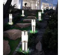 8x Lampe Solaire LED de Jardin Batterie Éclairage D'Extérieur Maison Route Inox