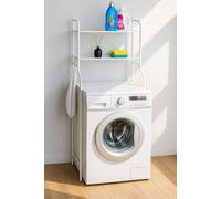 8x Lave-Linge Étagère Rangement Métal 65x25x152 CM - Blanc Stable