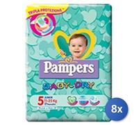 8X Lot Pampers Couches Baby Dry 5 Junior 11-25 X17