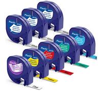 8x MarkField Compatible avec Dymo Letratag Ruban 12mm x 4m Rouleau, Compatible avec Dymo Letratag 200B LT-100H LT-100T XR LT-110T Plus XR XM