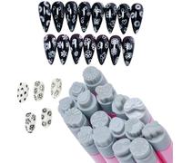 8x Nail Stamping Kit, Nail Stamp Pen With Stamping Plate, Stylish Nail Stamper Pen, Double-Head Dotting Tools, Compact Nail Stamping Kit, Versatile Nail Stamping Kit For
