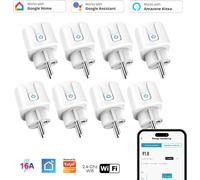 8x Prise intelligente WiFi WLAN avec mesure de courant et commande vocale, minuterie, application SmartLife, Mini Smart Plug, Alexa & Google