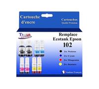 T3AZUR - 8x Recharges compatibles avec Epson EcoTank ET-3750, ET-3850, ET-4750, ET-4850, ET-4856, 102