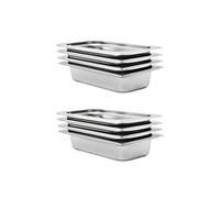 vidaXL 8x Récipients Gastronorm GN 1/3 Plaque de Cuisson Plateau de Service Plateau Empilable Restaurant Maison Cuisine Hôtel Intérieur 65 mm Inox Argent G