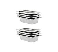 8x Récipients Gastronorm GN 1/4 Plaque de Cuisson Plateau de Service Plateau Empilable Restaurant Maison Cuisine Hôtel Intérieur 65 mm Inox