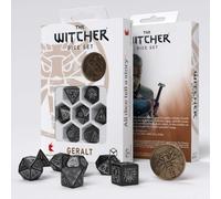 8x Set De Dés The Witcher Lame D’Argent Geralt Noir & Argent Q-Workshop