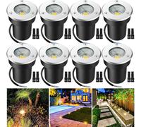 8x Spot de sol extérieur 12V-24V, Led encastré de sol extérieur, 5W Aluminium Lampes de sol Pour jardin Sol Allées Terrasse Cour, 6.5x7.5x4.2cm, Blanc froid