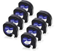 8x XemaX Ruban Compatible pour Letra Ruban Étiquette 91201 91221 S0721660 S0721660 D'étiquetage 12mm x 4m Noir sur Blanc Bande Adhésif pour LT-100H 100T XR 2000 200B Étiqueteuse