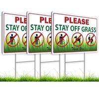 8x12 Inch 3X Double Sided Please Stay Off Grass Plastic Sign - No Dog Poop Signs for Yard outdoor - Pick Up After Your Dog Sign - No Pets No Dogs Allowed or Keep Dogs off Lawn Signs with Grass Stakes