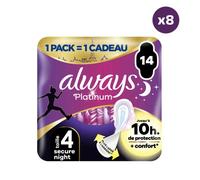 8x14 Serviettes Hygiéniques Always Platinum - Secure Night