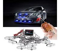 8x2LED 8 en 1 DC12V Télécommande Sans Fil LED Lumière Stroboscopique Avertissement - Feu Clignotant Pour la Grille du Camion de Voiture DRL Ambulance Police Moto (8 Lumière Bleu)