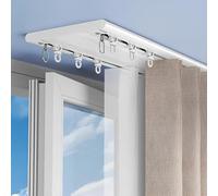 9.0mm Rail De Rideau Double Plafond Ultra-Mince, Invisible Tringle À Rideaux Double pour Voilage et Occultant, Barre de rideau de plafond 4 Galets, Séparateur de Pièce(60cm/1.96ft)