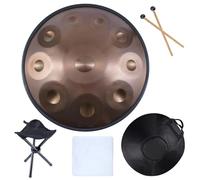 9/10/12/14 Notes 22 pouces 432hz professionnel en ré mineur Instrument de Percussion à tambour à main en acier for une Performance professionnelle Handpan en Acier Instrument(432hz golden 10 tone)