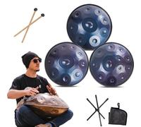 9/10/12 Notes Handpan Drum, Harmonic Tambour À Main 432Hz, Instrument À Percussion En Acier De Tambours À Main En Acier De 22 Pouces En Ré Kurde Mineur(B,9 notes)