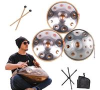 9/10/12 Notes Handpan Drum, Harmonic Tambour À Main 432Hz, Instrument À Percussion En Acier De Tambours À Main En Acier De 22 Pouces En Ré Kurde Mineur(D,12 notes)