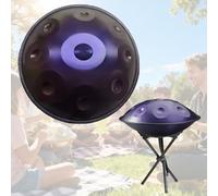 9/10/12 Notes Handpan Drum Instrument, 22 Pouces Handpan Drum in D Minor Percussion,Tambour À Main en Acier avec Sac, Maillets, Stand, Steel Tongue Drum 432Hz 440Hz(Purple,440HZ/10Note)